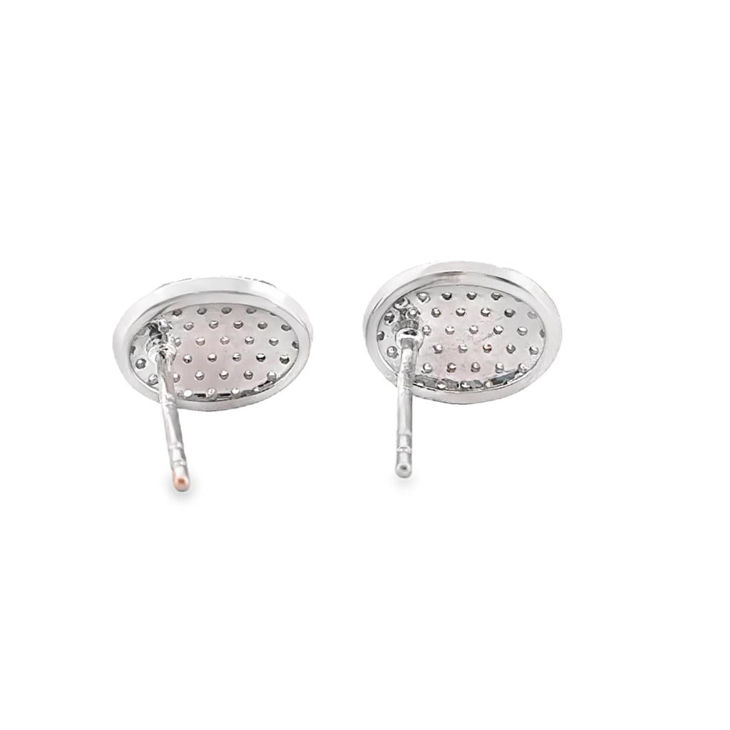 0.46 CTW Pavé Diamond Oval Stud Earrings in 14K White Gold