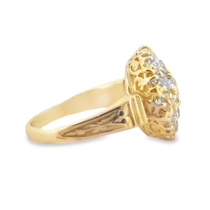 Victorian 1.50 CTW Diamond 18K Yellow Gold Cluster Ring