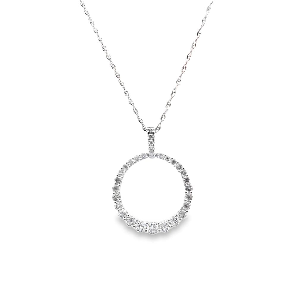 0.81 CTW Round Diamond Pendant in 14K White Gold