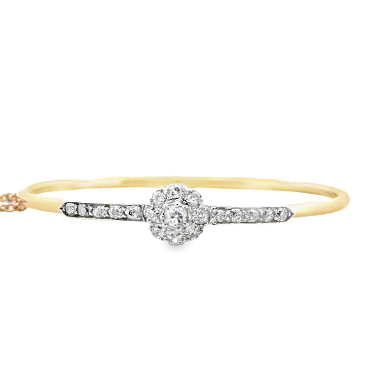 0.85 CTW Diamond Vintage Bangle Bracelet Two-Tone 14K Gold