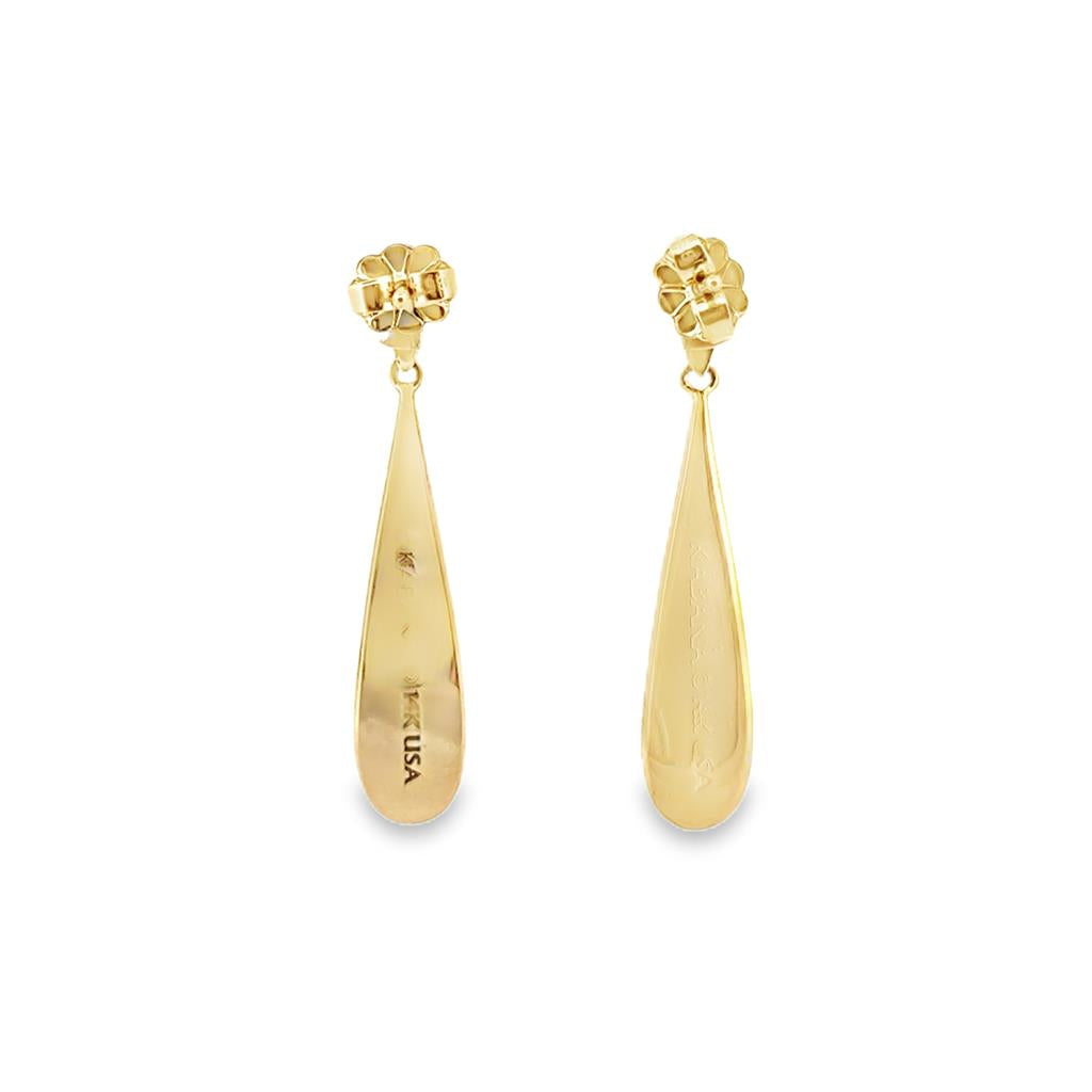 Kabana 14K Yellow Gold Mother of Pearl Drop Earrings – 1.3" Long