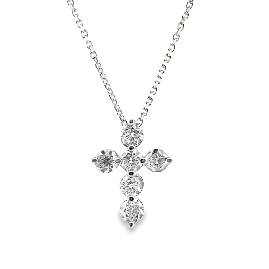 0.81 CTW Diamond Cross Pendant in 14K White Gold