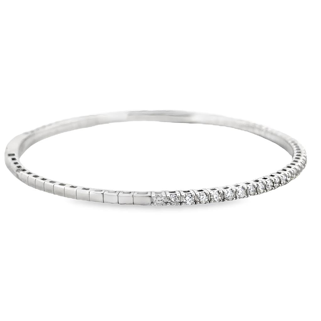 1.03 CTW Diamond Flexible Bangle Bracelet, 14K White Gold