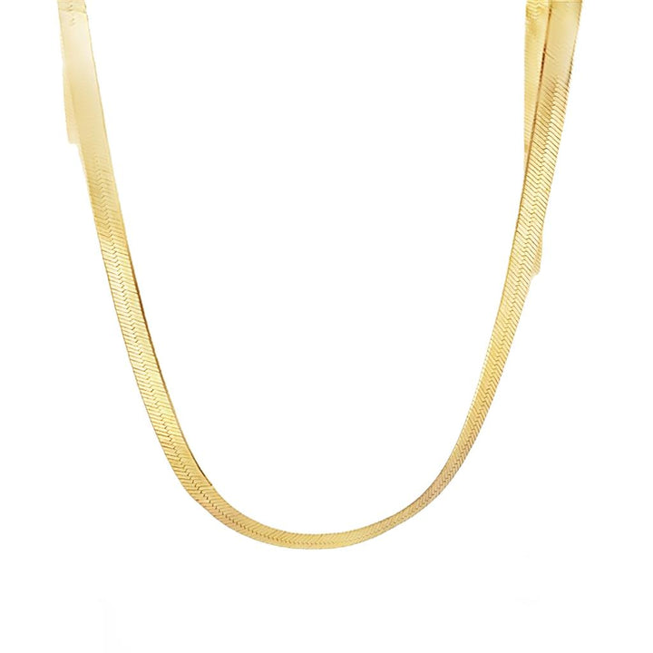 14K Yellow Gold 24" Long Herringbone Chain, 5mm Wide