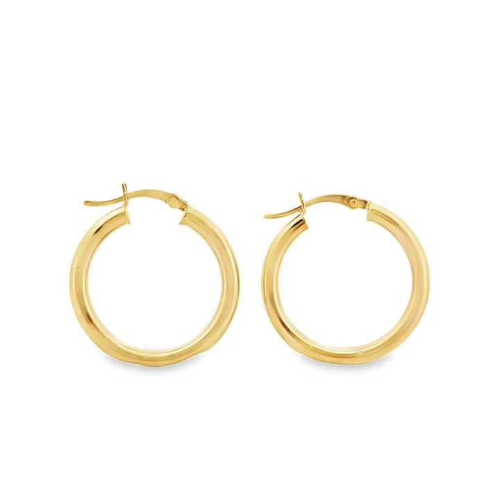 14K Yellow Gold Polished Hoop Earrings, 3mm Wide, 1-Inch Diameter