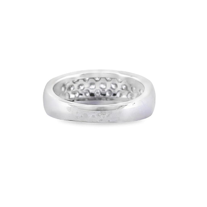 0.65 CTW Round Diamond Pave Band in 14K White Gold, 6mm Wide, Size 5