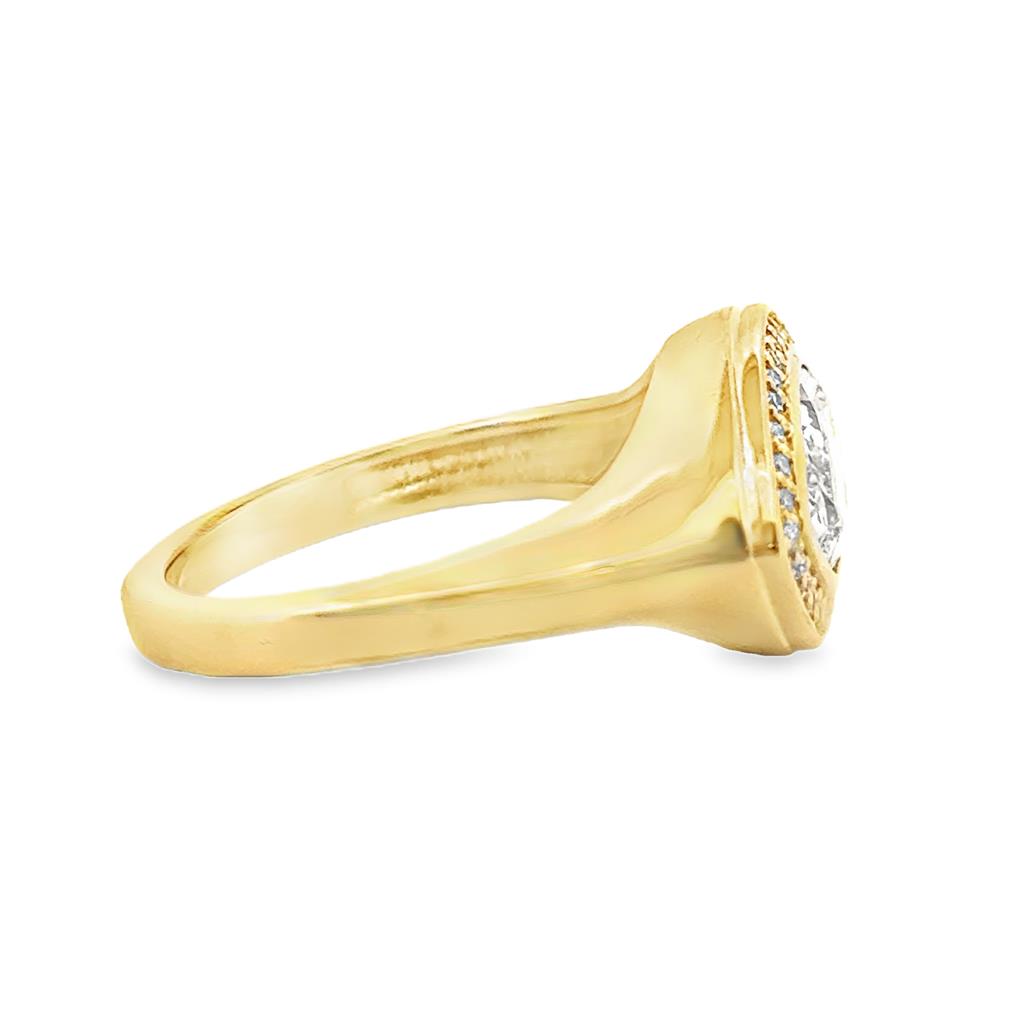 2.38 CT Marquise Diamond Halo Ring in 18K Yellow Gold, GIA Report