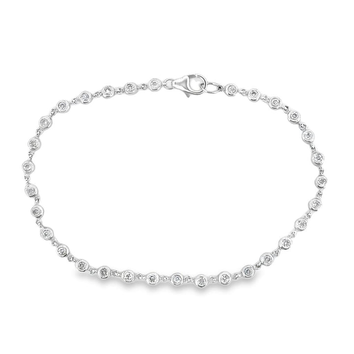 1.00 CTW Diamond Bezel Set Bracelet – 14K White Gold, 7.5"