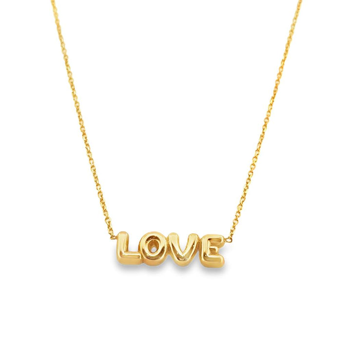 14K Yellow Gold Puff "Love" Pendant Necklace