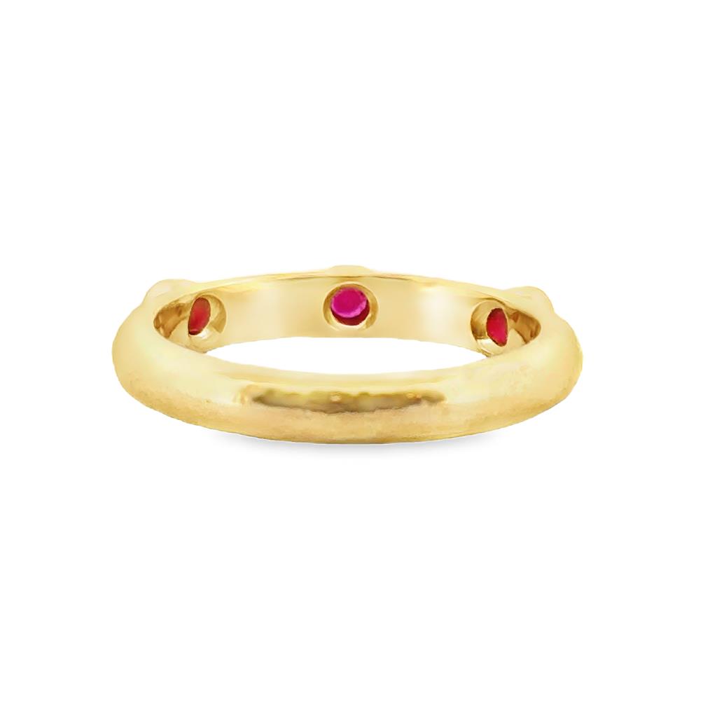 Ruby 18K Yellow Gold Hammered Band Ring