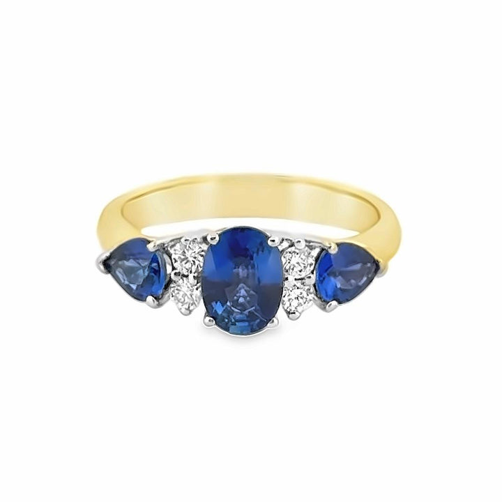 1.84 CTW Sapphire and Diamond 18K Yellow and White Gold Ring