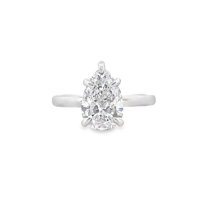 2.85 CT Lab-Grown Pear-Shaped Diamond 14K White Gold Engagement Ring