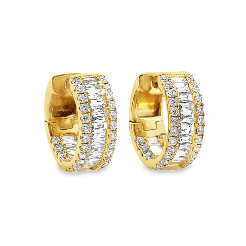 4.06 CTW Diamond Hoop Earrings in 18K Yellow Gold