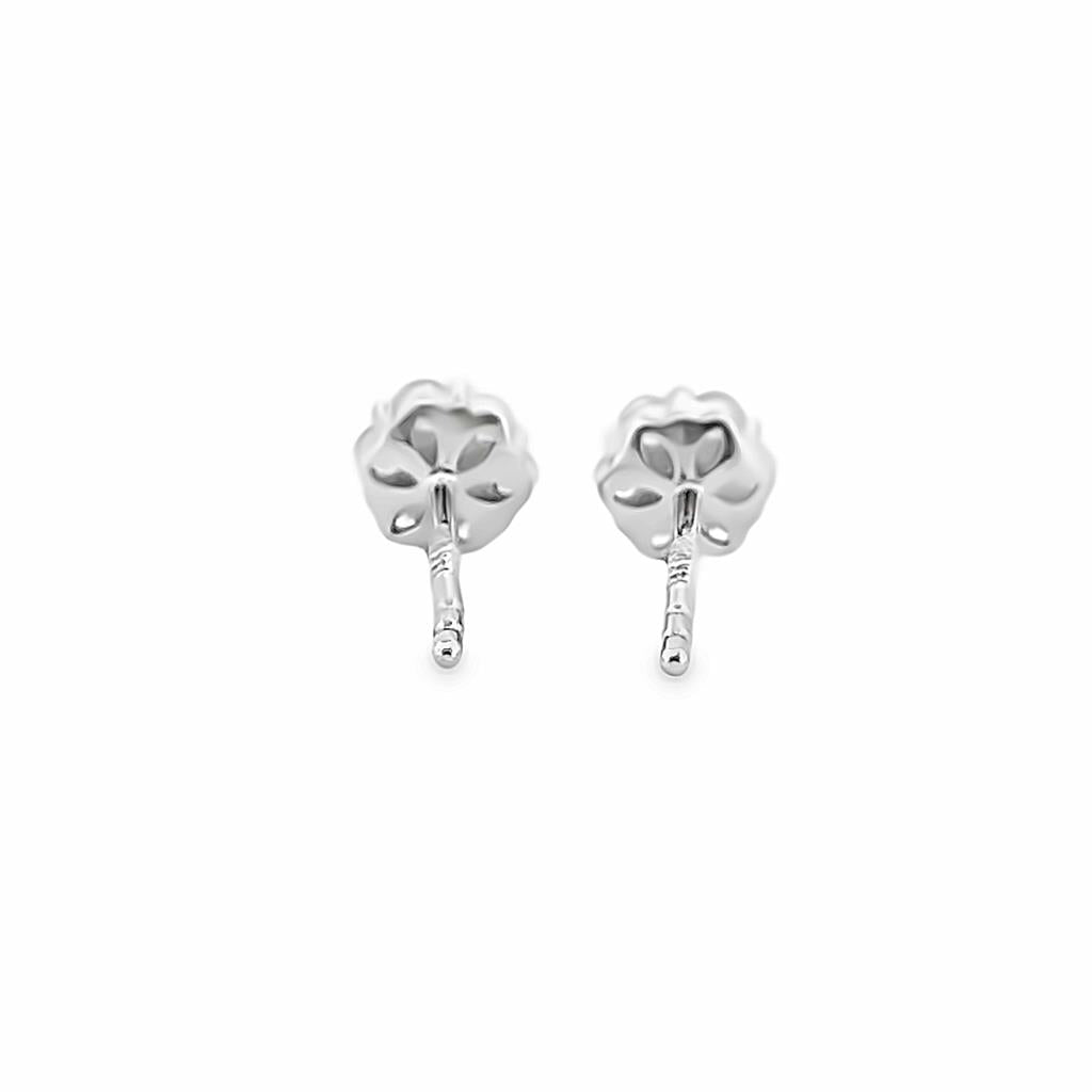 14K White Gold Flower Stud Earrings with 0.29 CTW Diamonds