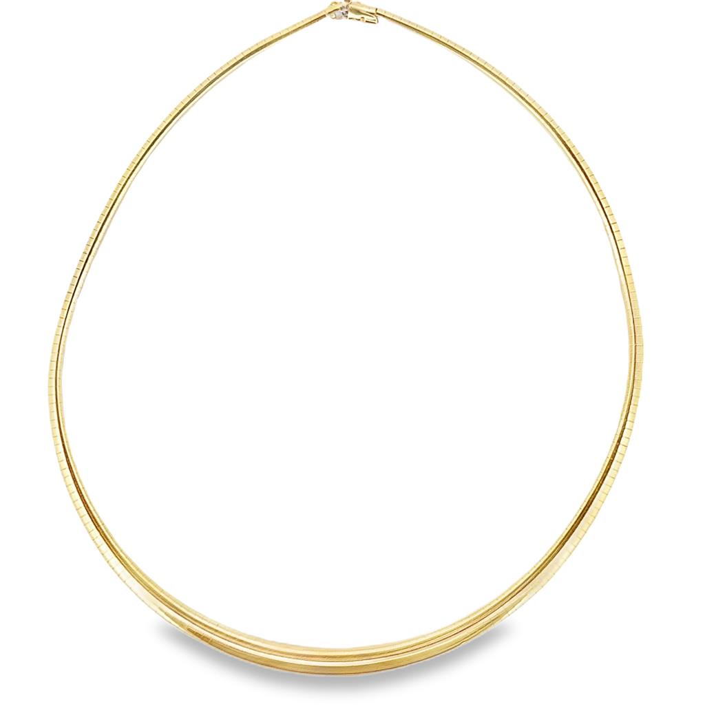 14K Yellow Gold Italian-Made Tapered Omega Chain Necklace