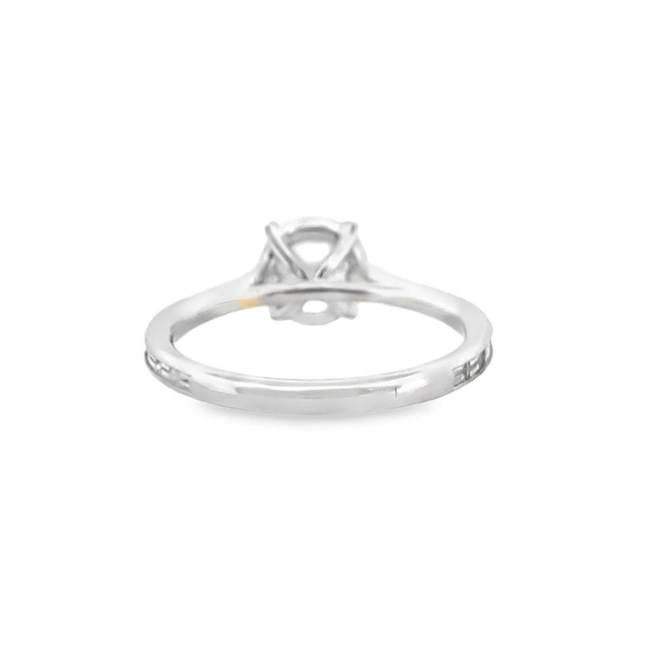 Straight Baguette Semi-Mount Diamond 18K White Gold Ring