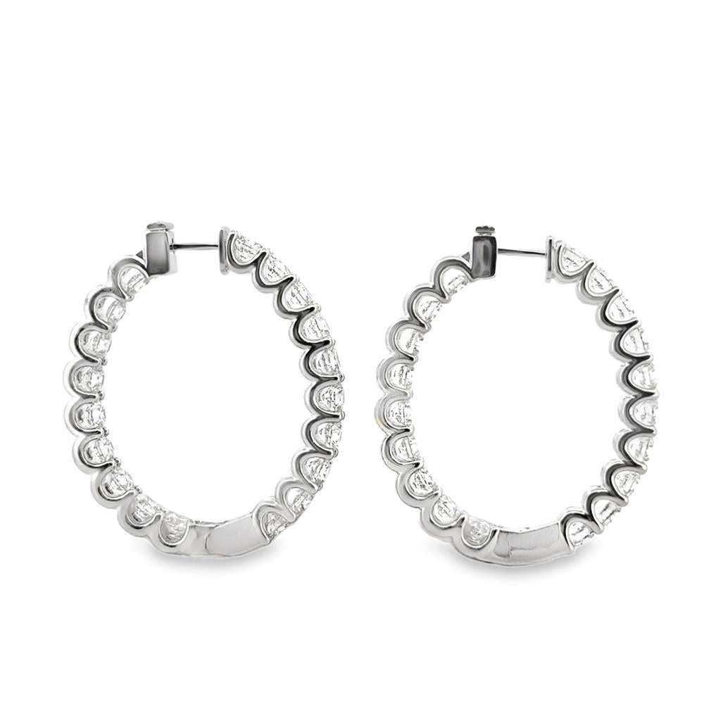 9.95 CTW Inside Out Round Brilliant Diamond Hoop Earrings in 14K White Gold