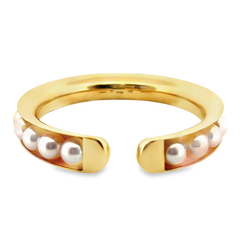 Assael 18K Yellow Gold Flexible Bangle Akoya Cultured Pearl Bracelet