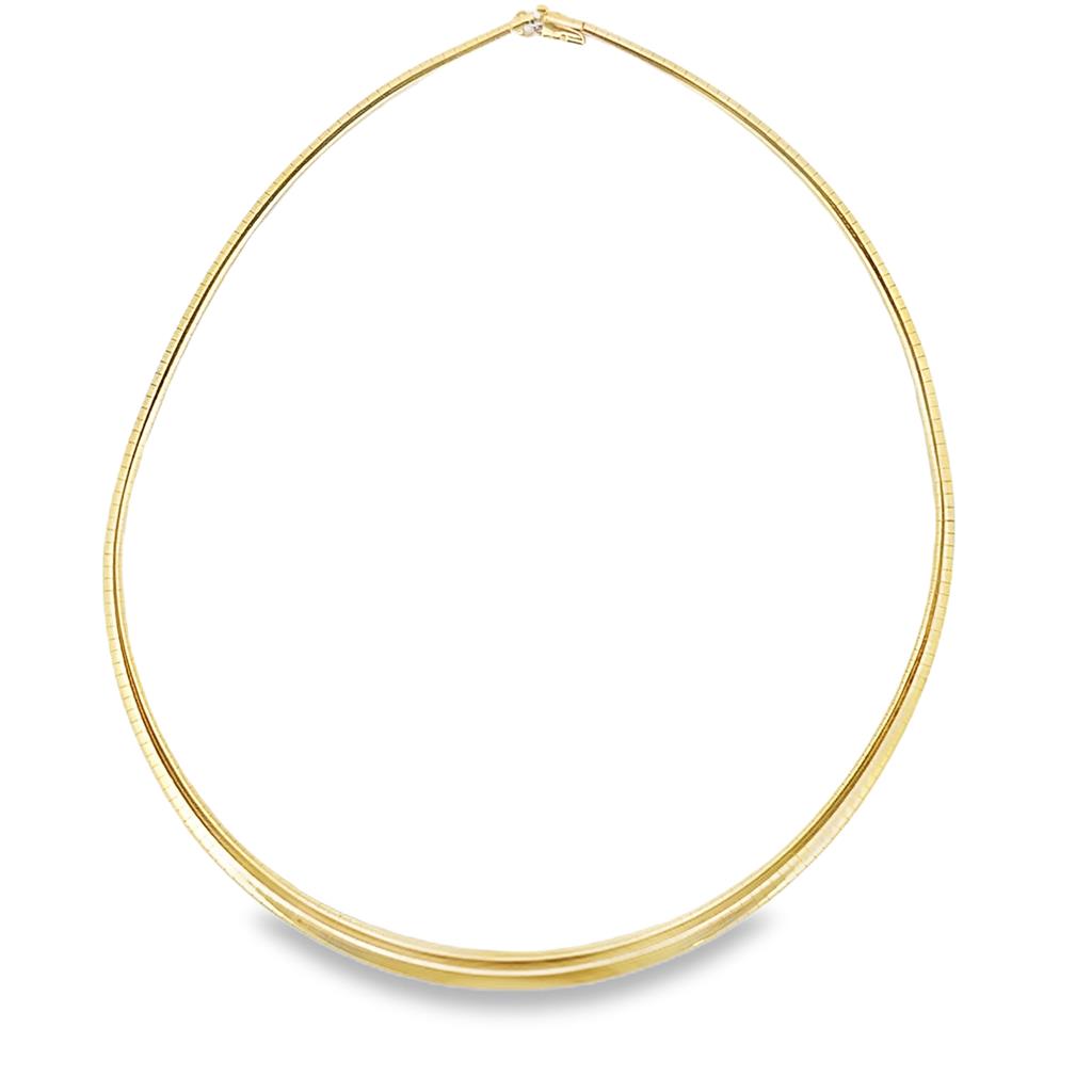 14K Yellow Gold Italian-Made Tapered Omega Chain Necklace