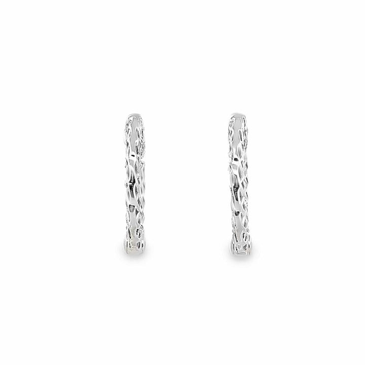 3.04 CTW Diamond 18K White Gold Inside-Out Hoop Earrings