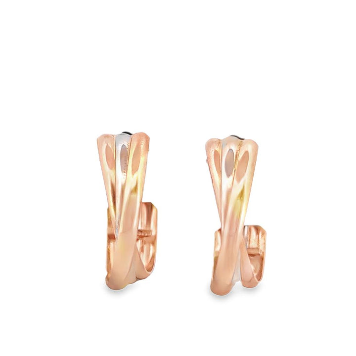 18K Tri-Gold Hoop Earrings with Post Backs, 20mm