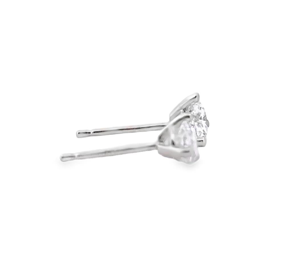 0.62 CTW Diamond Stud Earrings in 14K White Gold with 3-Prong Martini Settings