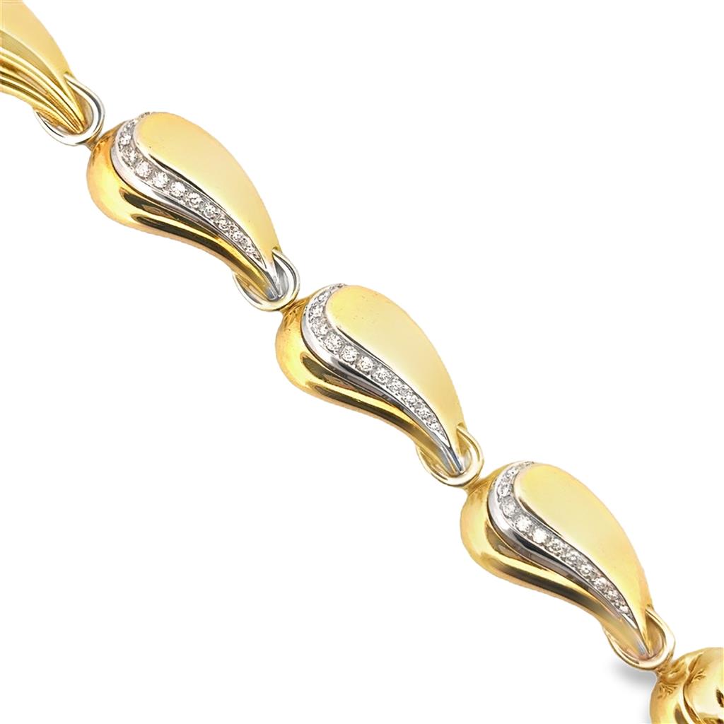 18K Two-Tone Flowing Link Diamond Bracelet with 0.71 CTW Diamonds