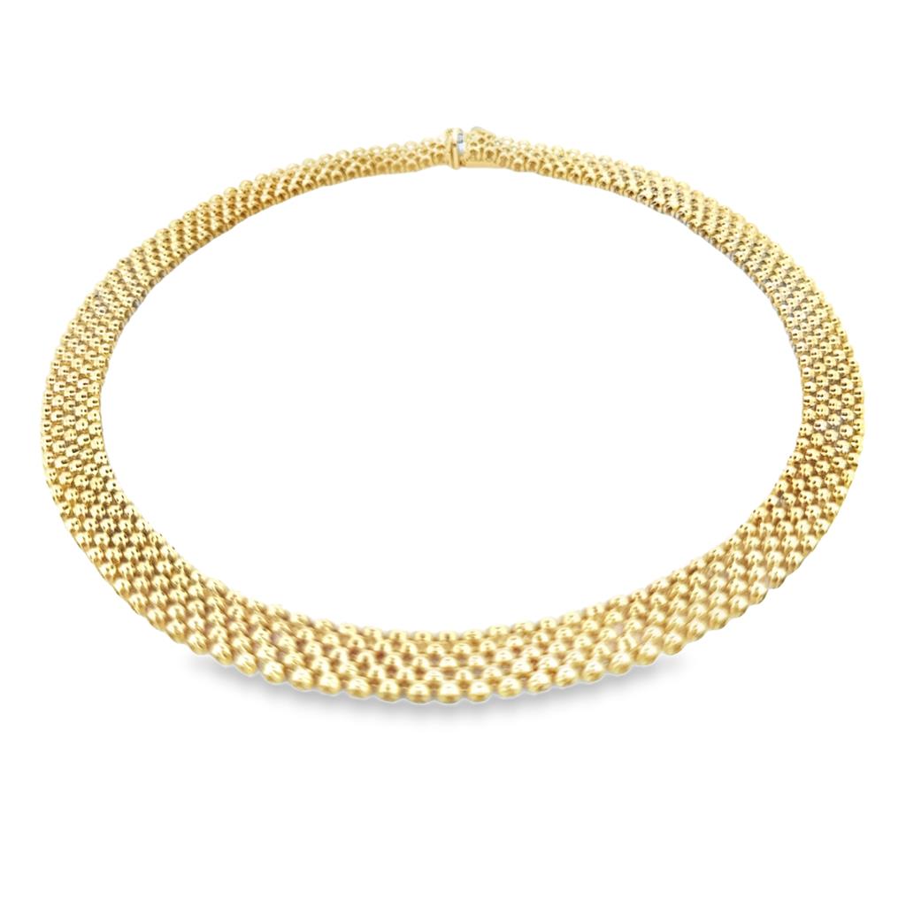 14K Yellow Gold Flexible Choker Necklace, 10mm Wide, 16" Long