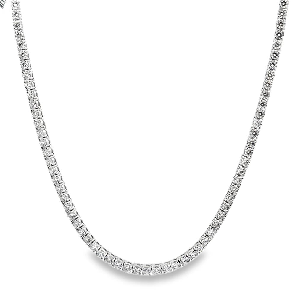 15.80 CTW Diamond Tennis Necklace 14K White Gold – 112 Round Diamonds, 16" Length