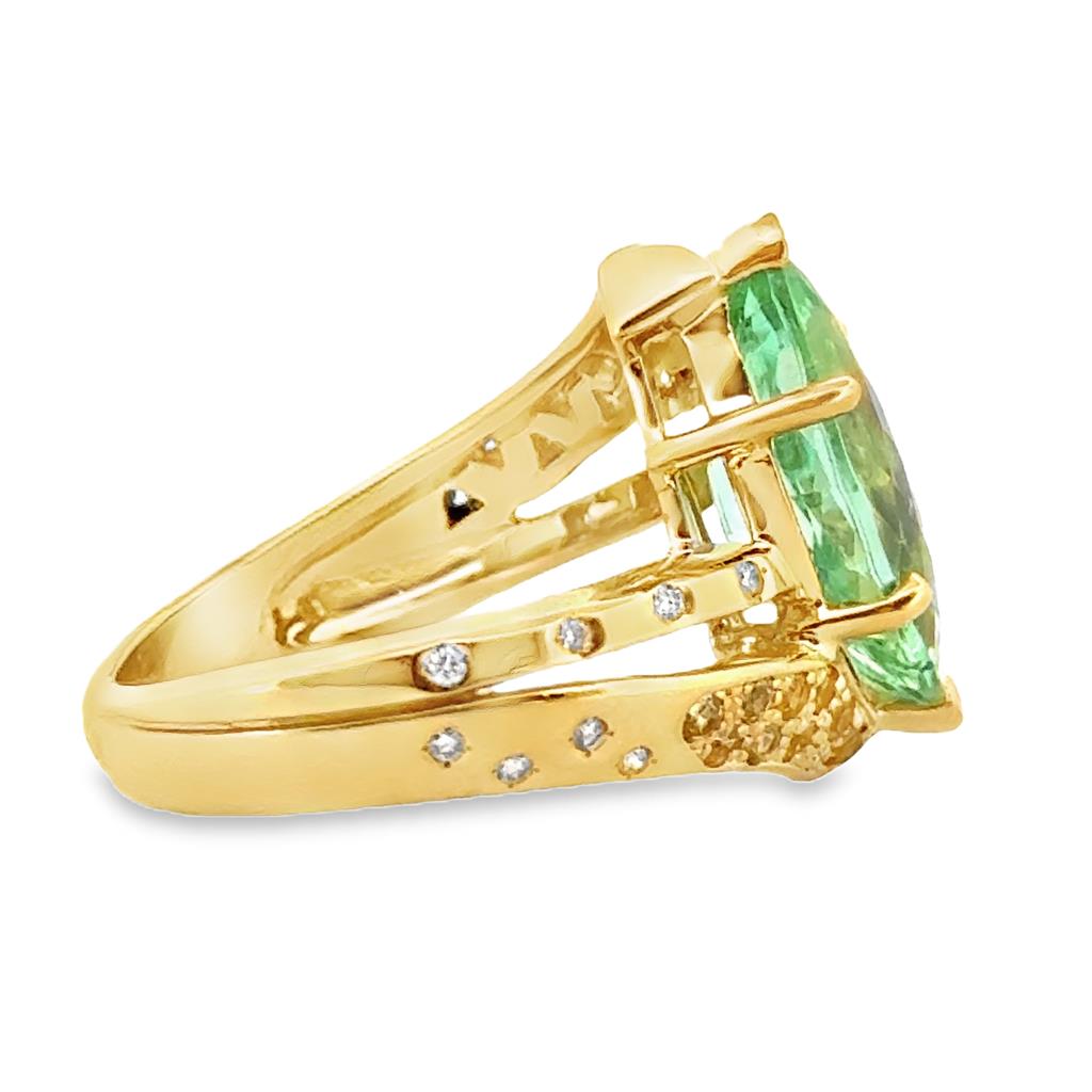 Tourmaline and Diamond 18K Yellow Gold Ring