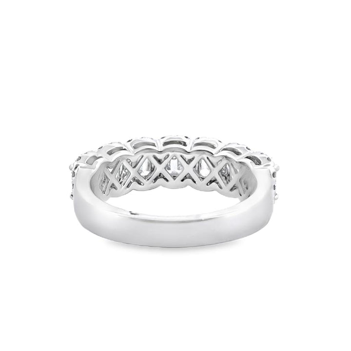 1.77 CTW Emerald Cut and Round Diamond Eternity Ring in 14K White Gold