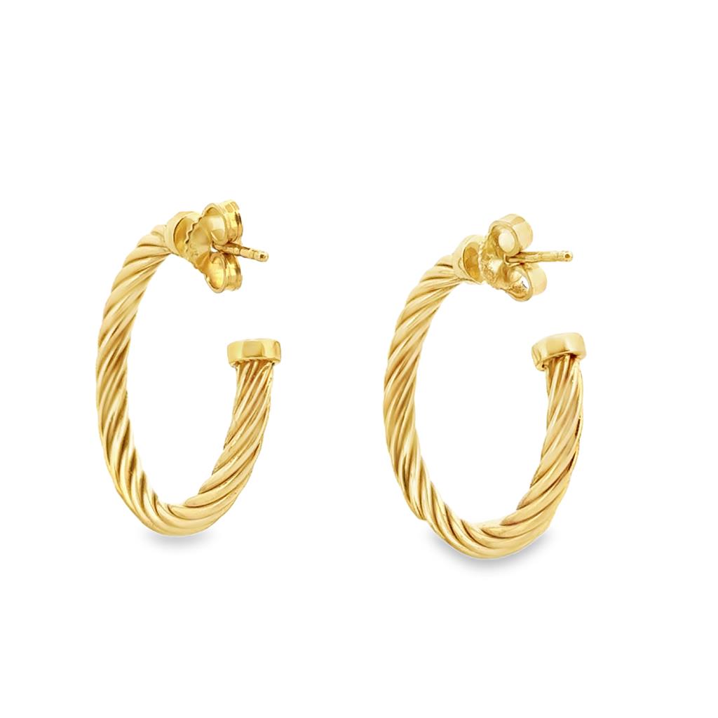 David Yurman Twisted Cable 18K Yellow Gold Hoop Earrings