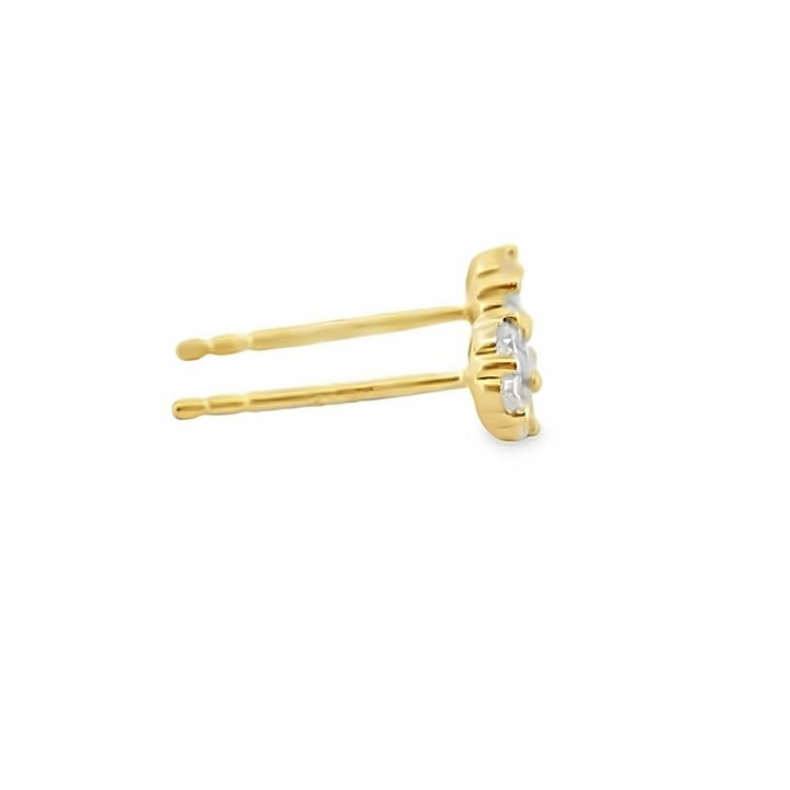 14K Yellow Gold Flower Stud Earrings with 0.29 CT Diamonds