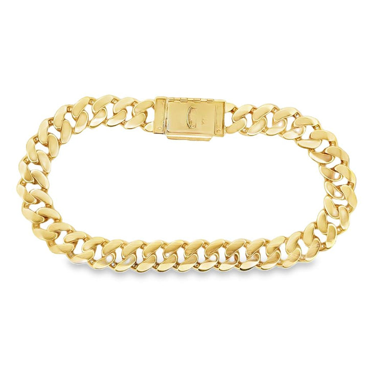 3.20 CTW Diamond Curb Chain Bracelet 14K Yellow Gold – 7.5mm Wide, 7" Long