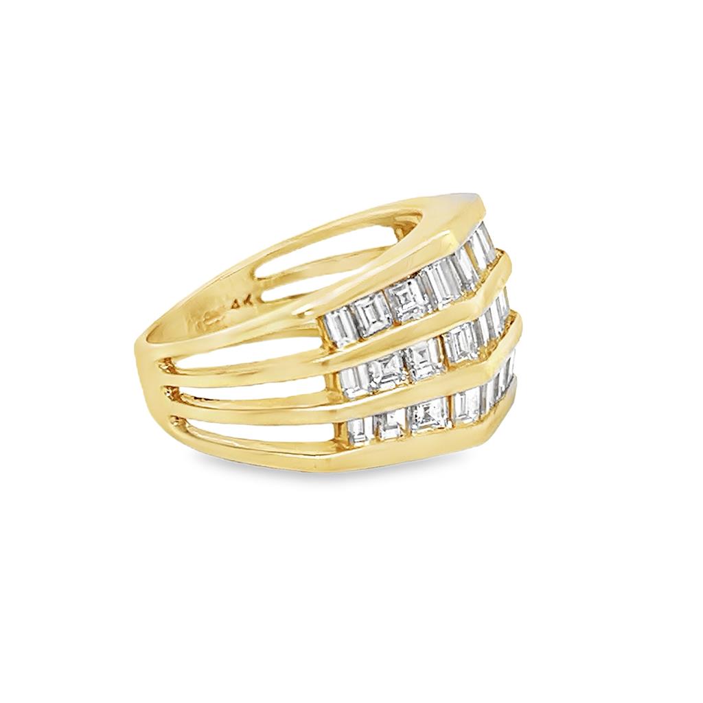 Joe Hess 14K Yellow Gold Ring with 1.25 CTW Baguette Diamonds