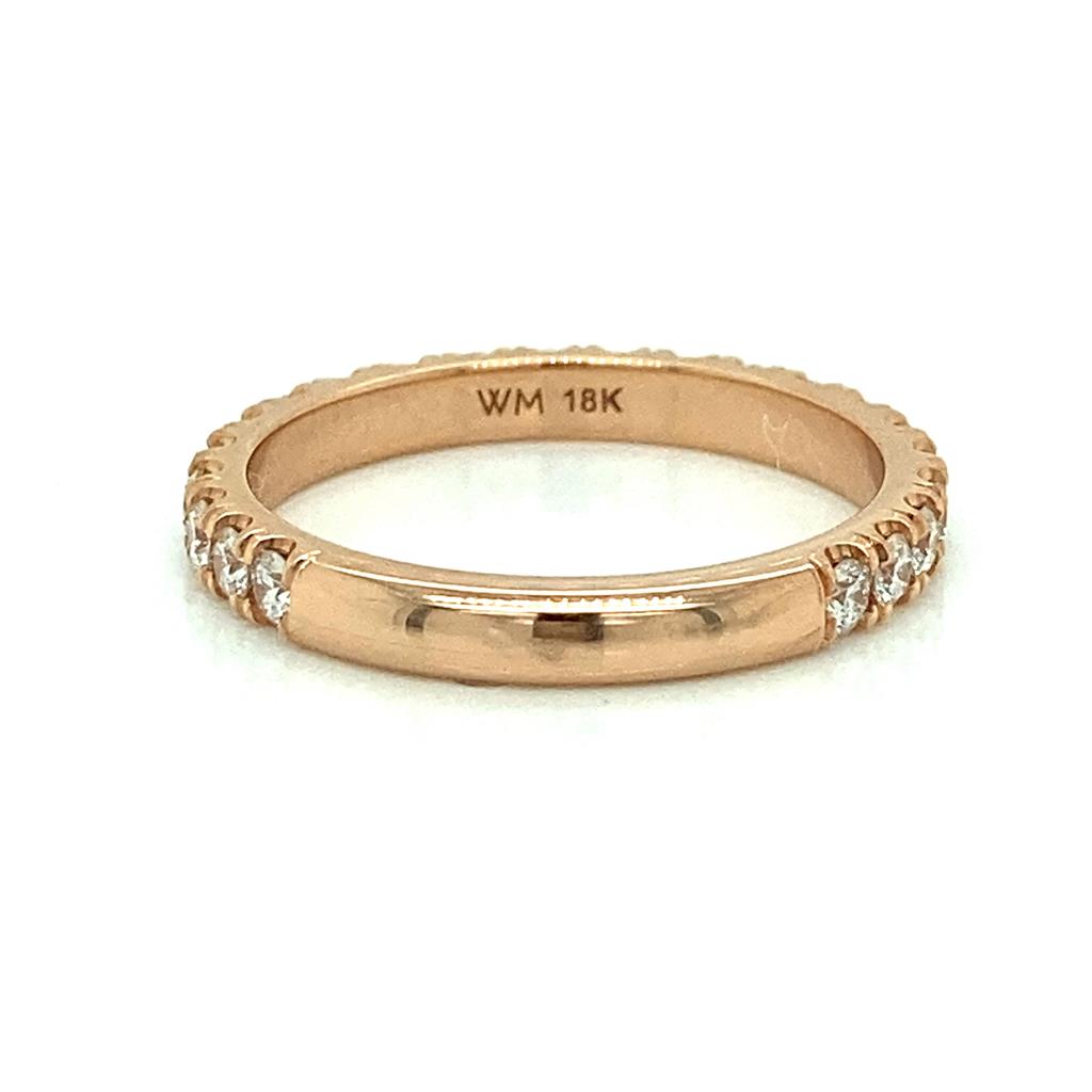 0.75 CTW Round Diamonds 18K Rose Gold Eternity Band