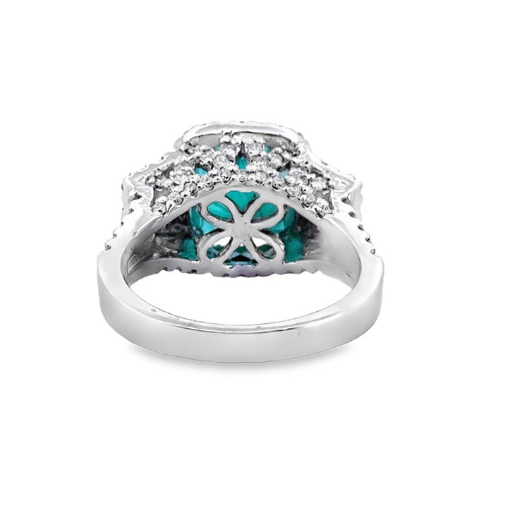 3.00 CT Emerald Ring with 1.42 CT Diamonds in 14K White Gold