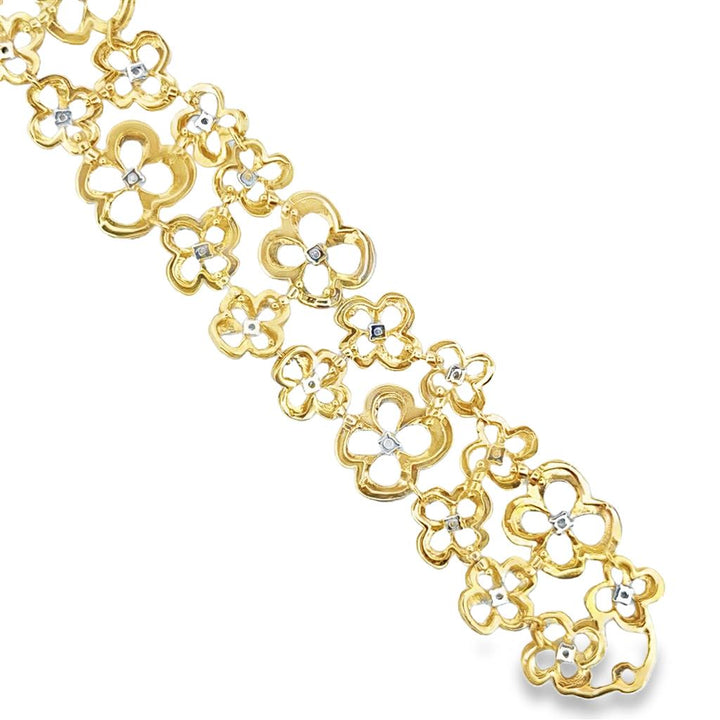 Sal Praschnik 2.60 CTW Diamond 18K Yellow Gold Flower Bracelet