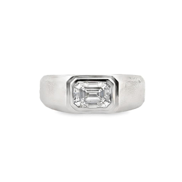 1.05 CT Internally Flawless E Color Emerald-Cut Diamond Ring in Platinum, 7.5mm Band