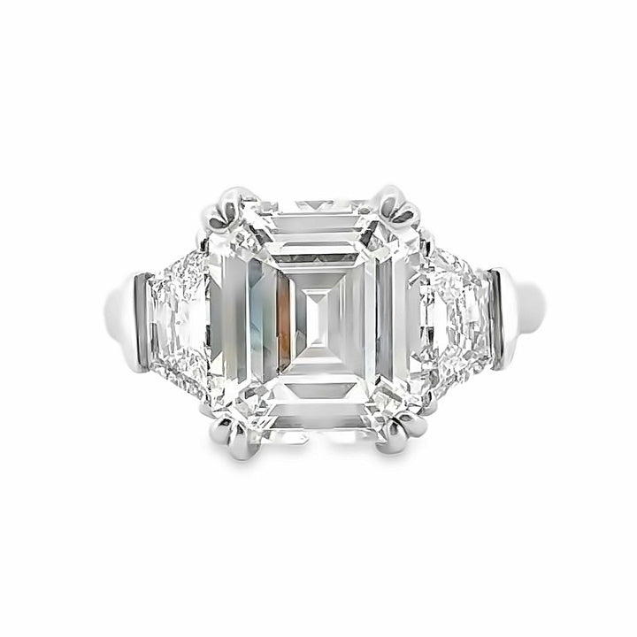 4.02 CT Emerald Cut K VS2 Diamond and 0.75 CTW Trapezoid Diamonds Platinum Ring