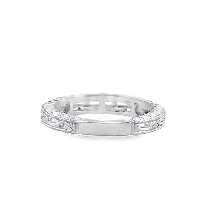 0.88 CTW Baguette and Round Diamond Wedding Band in 18K White Gold