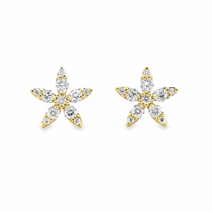 0.51 CTW Diamond Star Earrings in 14K Yellow Gold