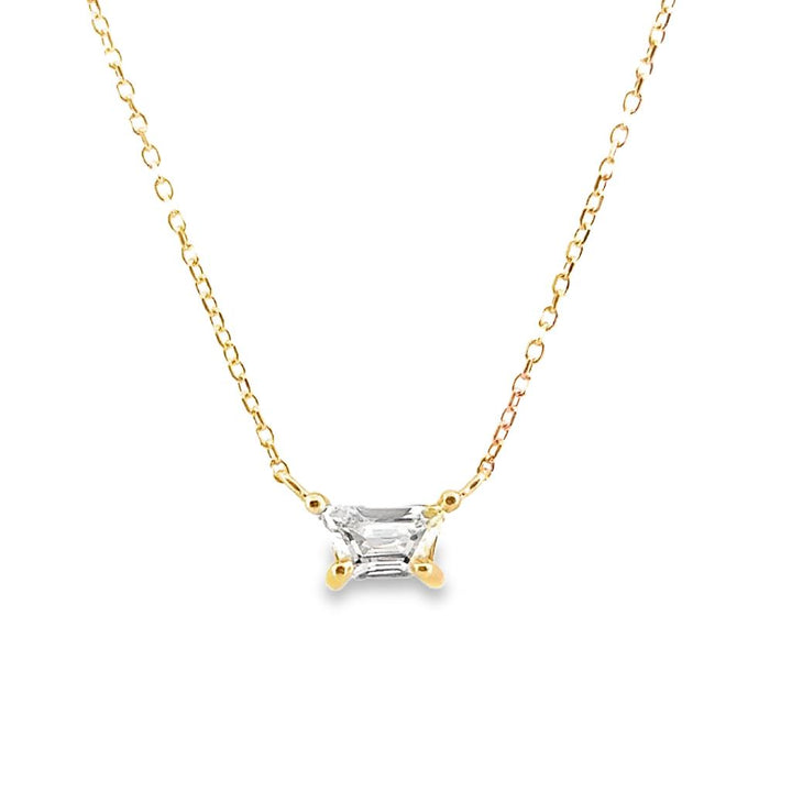 0.48 CT Trapezoid Diamond Necklace in 14K Yellow Gold