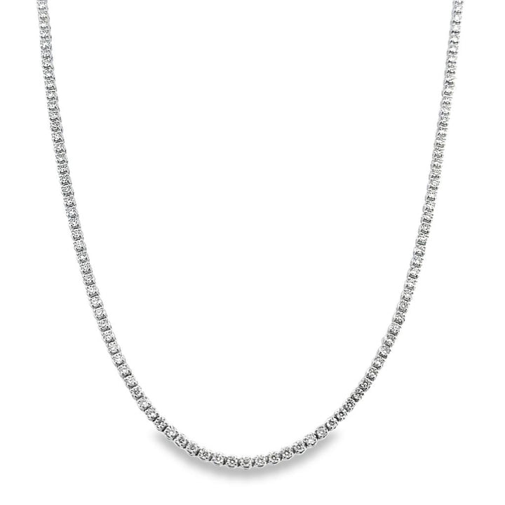 4.06 CTW Round Brilliant Diamond 14K White Gold Tennis Necklace