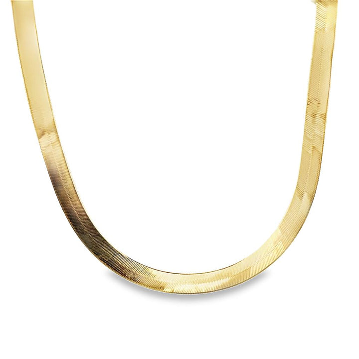 14K Yellow Gold Herringbone Chain, 16" Long, 7mm Wide