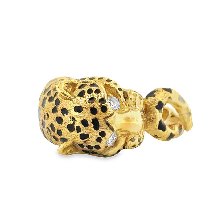 Sal Praschnik 0.14 CTW Diamond 18K Yellow Gold Enamel Cheetah Ring