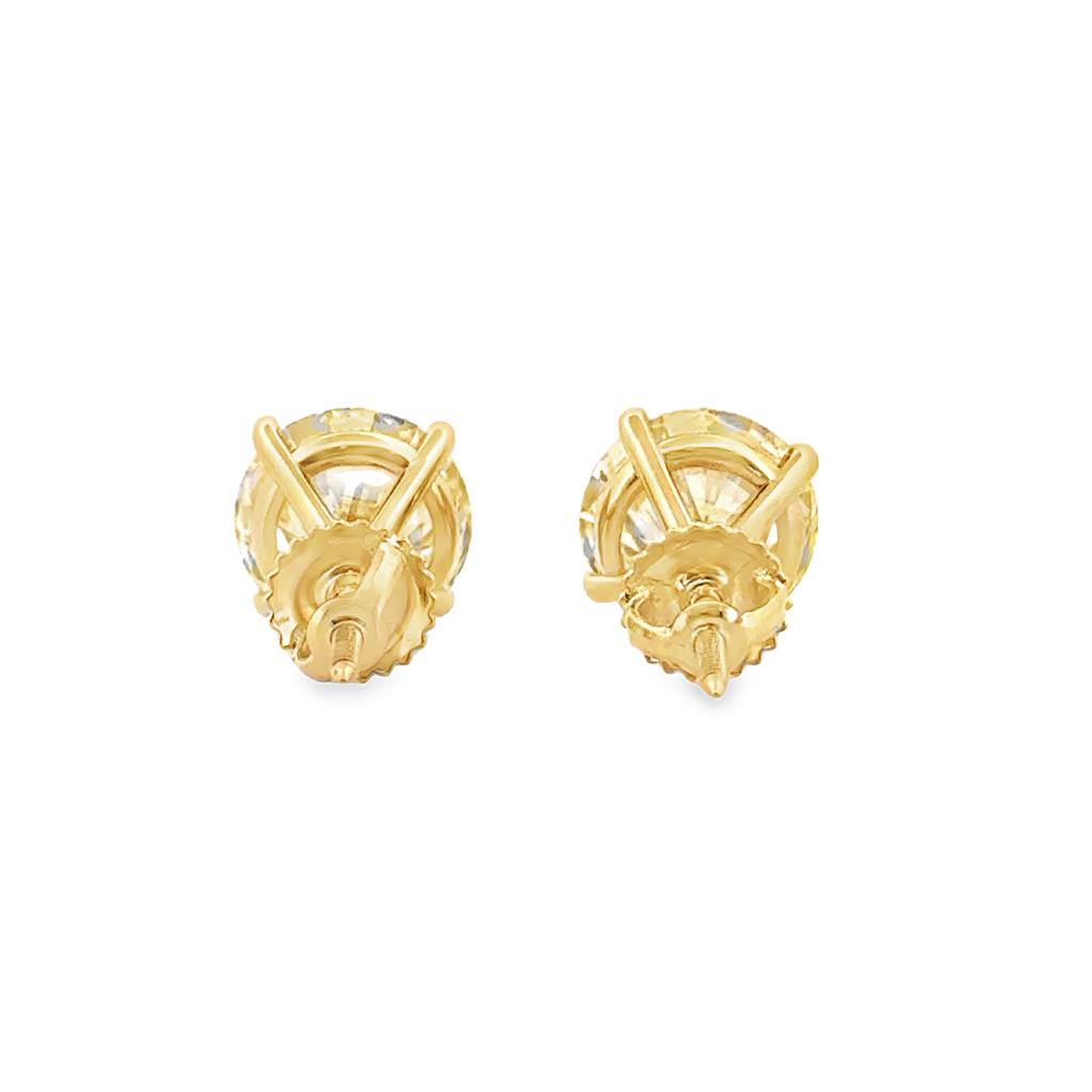 5.04 CTW Diamond Stud Earrings, 4-Prong Martini Setting in 18K Yellow Gold, M Color, VS1 Clarity