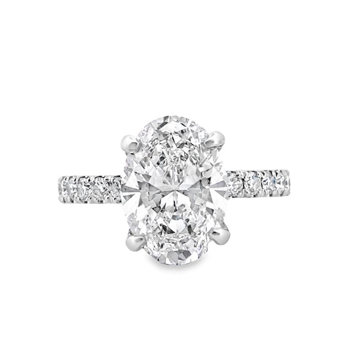 3.40 CT Oval Diamond Platinum Engagement Ring, GIA Certified, I Color, VS1 Clarity