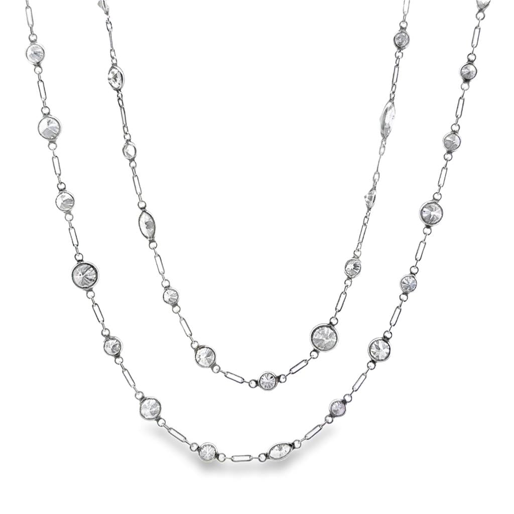 15 CTW Round and Marquise Diamond Handmade Platinum Chain Necklace, 44"