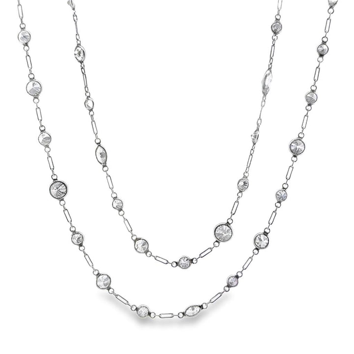 15 CTW Round and Marquise Diamond Handmade Platinum Chain Necklace, 44"